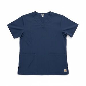 Carhartt Force women’s Navy V-Neck Short Sleeve healthcare scrub Top size Large